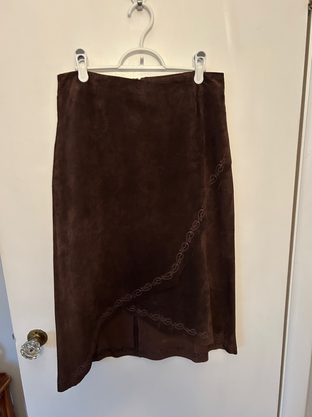Danier Dark Brown Suede Midi Skirt